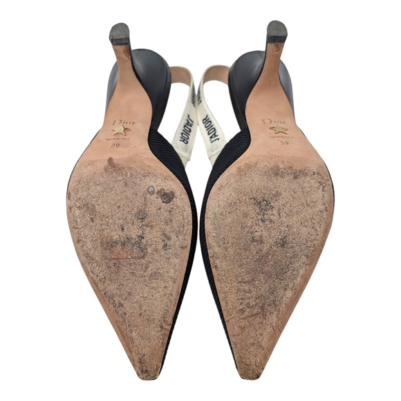 Dior J'Adior Black Slingback Mesh Pointed Toe Kitten Heel Pump Black 39 | 8.5 - Picture 10 of 11